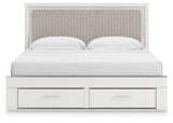 Zuraleus White King Upholstered Panel Storage Bed with Dresser and Nightstand from Ashley - Luna Furniture