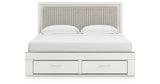 Zuraleus White King Upholstered Panel Storage Bed with Dresser and Nightstand from Ashley - Luna Furniture