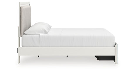 Zuraleus White King Upholstered Panel Storage Bed with Mirrored Dresser and Chest from Ashley - Luna Furniture