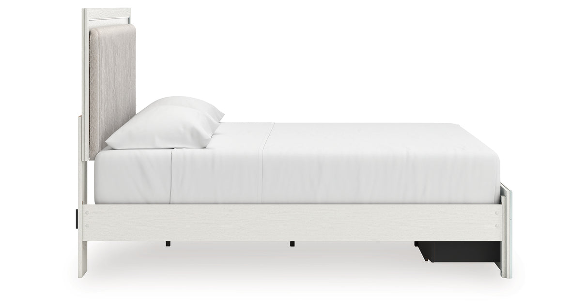 Zuraleus White King Upholstered Panel Storage Bed with Dresser and Nightstand from Ashley - Luna Furniture