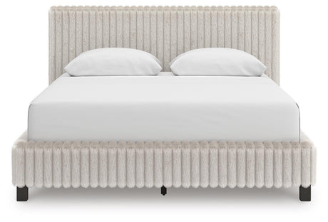 Zuraleus White Queen Upholstered Bed with Mirrored Dresser from Ashley - Luna Furniture
