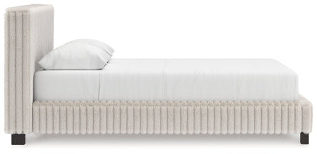 Zuraleus White Queen Upholstered Bed with Mirrored Dresser from Ashley - Luna Furniture