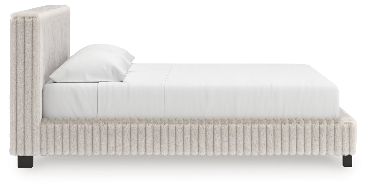 Zuraleus White King Upholstered Bed with Mirrored Dresser from Ashley Furniture - Luna Furniture