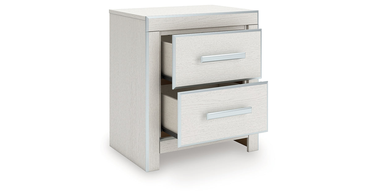 Zuraleus White Queen Upholstered Panel Bed with Mirrored Dresser and Nightstand from Ashley - Luna Furniture