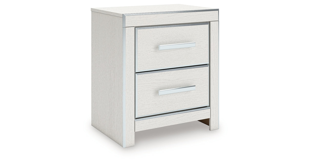 Zuraleus White Queen Upholstered Panel Bed with Mirrored Dresser and Nightstand from Ashley - Luna Furniture
