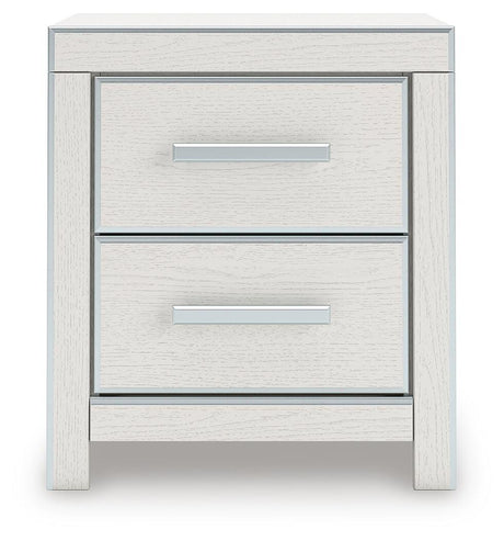 Zuraleus White King Upholstered Panel Storage Bed with Mirrored Dresser, Chest and Nightstand from Ashley - Luna Furniture