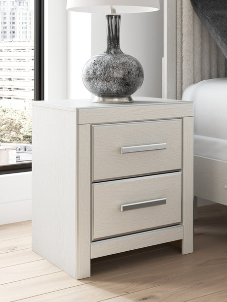Zuraleus White Queen Upholstered Bed with Mirrored Dresser and Nightstand from Ashley - Luna Furniture