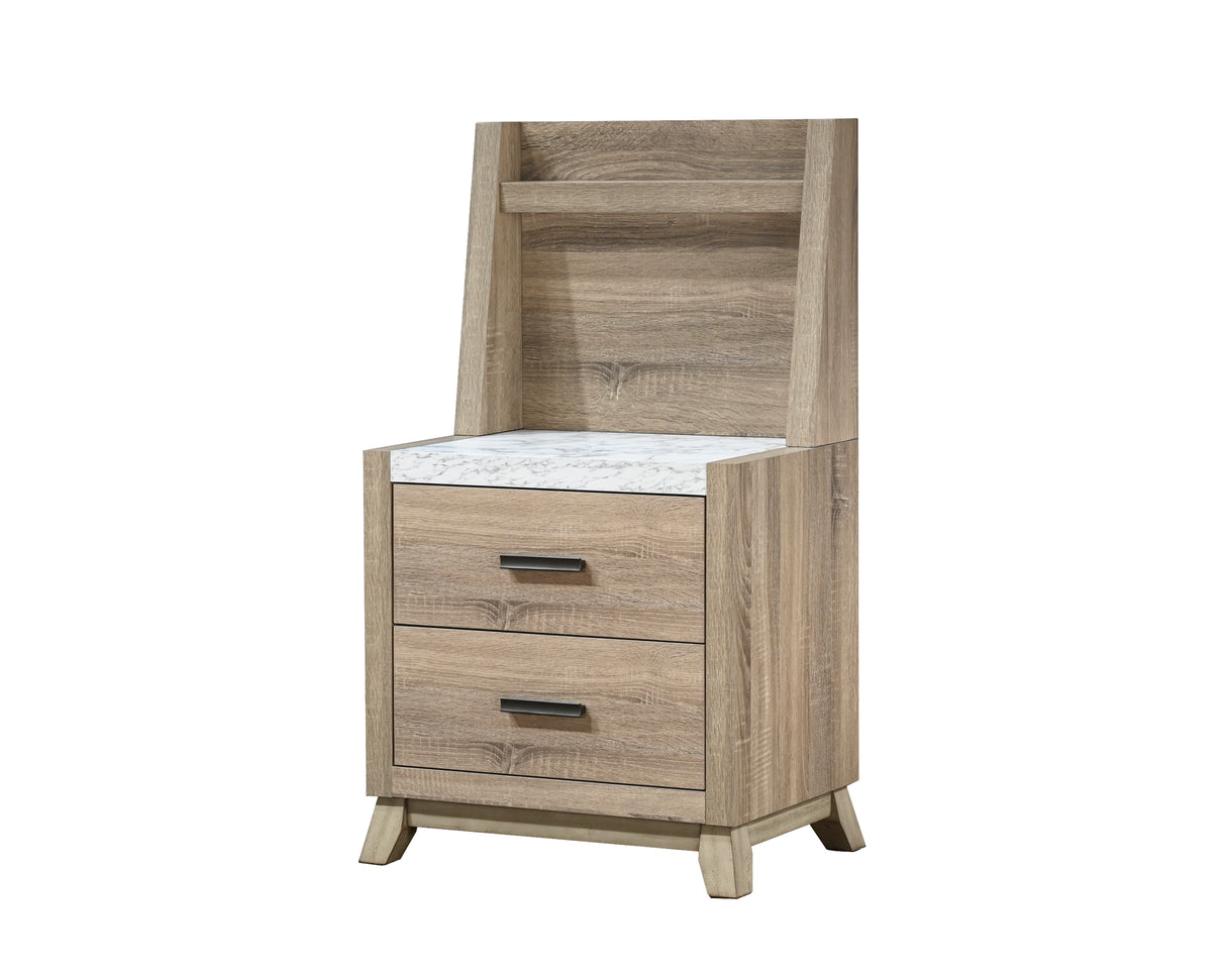 Tilston Natural Nightstand With Wall Panel