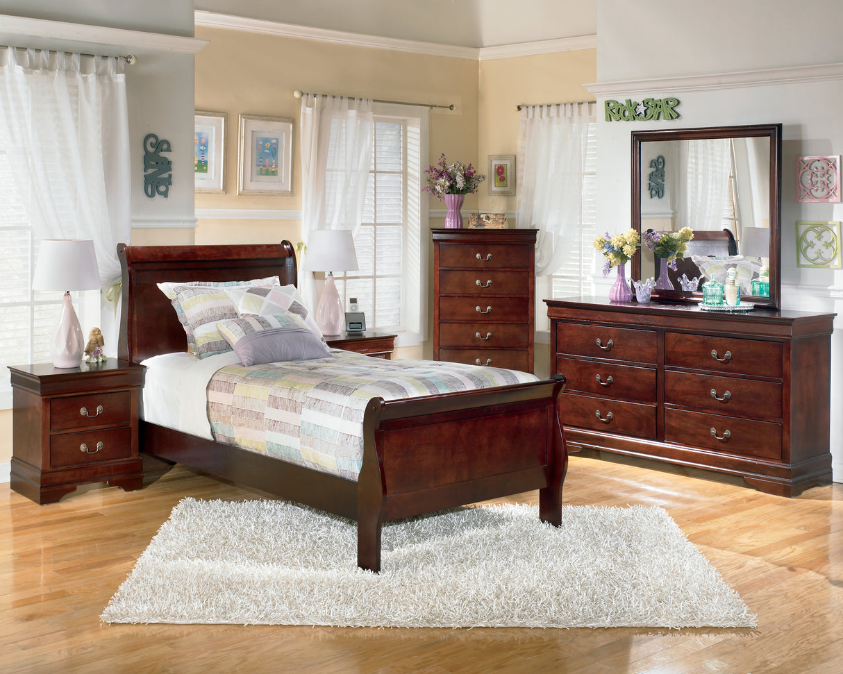 Alisdair Twin Sleigh Bed with Dresser in Reddish Brown from Ashley - Luna Furniture