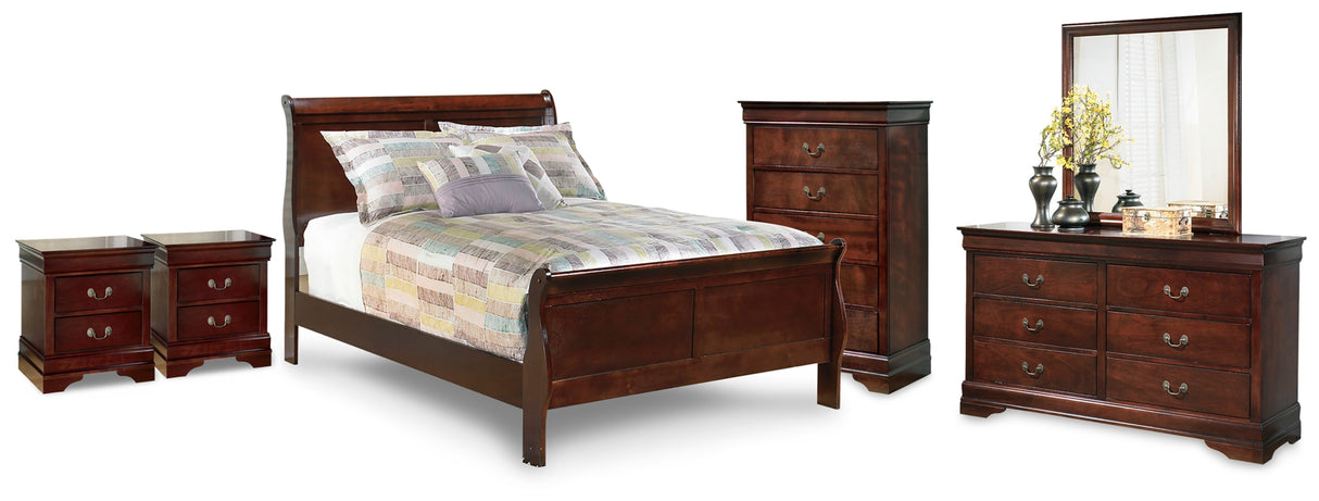 Alisdair Antique BronzeFull Sleigh Bed, Dresser, Mirror, Chest and 2 Nightstands from Ashley Furniture - Luna Furniture