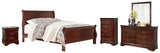 Alisdair Reddish Brown Queen Sleigh Bed, Dresser, Mirror, Chest and Nightstand from Ashley Furniture - Luna Furniture