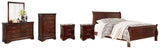 Alisdair California King Sleigh Bed with Mirrored Dresser, Chest and 2 Nightstands in Reddish Brown from Ashley Furniture - Luna Furniture