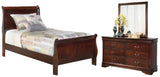 Alisdair Reddish Brown Twin Sleigh Bed, Dresser and Mirror from Ashley Furniture - Luna Furniture