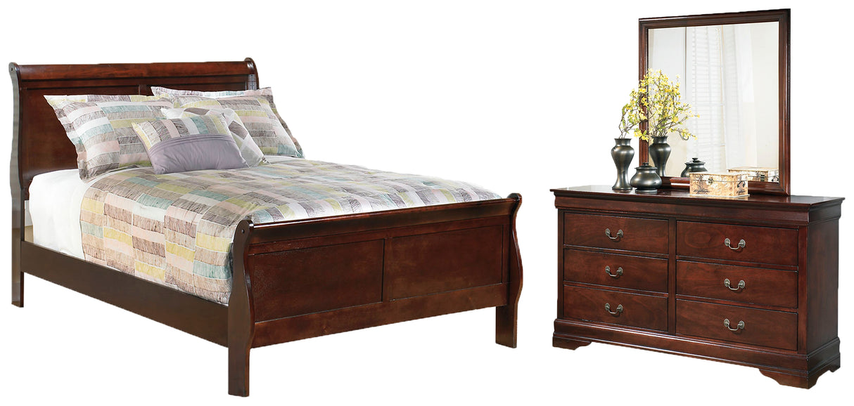 Alisdair Reddish Brown Full Sleigh Bed, Dresser and Mirror from Ashley Furniture - Luna Furniture