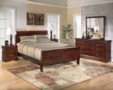 Alisdair Reddish Brown Queen Sleigh Bed, Dresser, Mirror, and Nightstand from Ashley Furniture - Luna Furniture