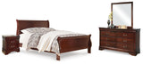 Alisdair Reddish Brown Queen Sleigh Bed, Dresser, Mirror, and Nightstand from Ashley Furniture - Luna Furniture