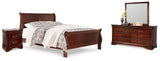 Alisdair Reddish Brown King Sleigh Bed, Dresser, Mirror and Nightstand from Ashley Furniture - Luna Furniture