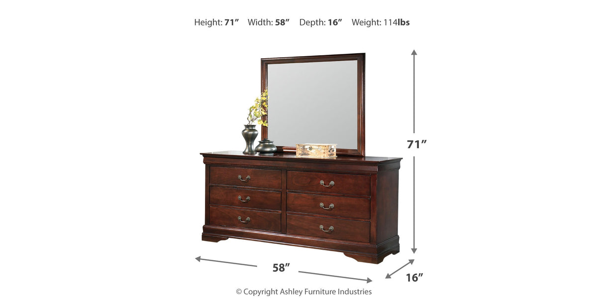 Alisdair King Sleigh Bed with Mirrored Dresser and 2 Nightstands in Reddish Brown from Ashley - Luna Furniture