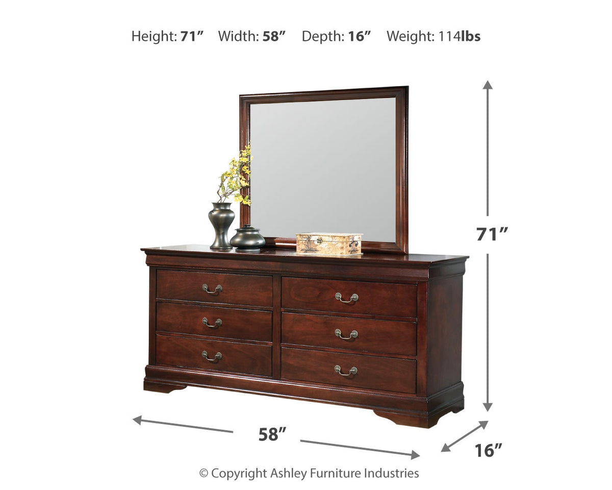 Alisdair Reddish Brown Full Sleigh Bed, Dresser, Mirror, Chest and Nightstand from Ashley Furniture - Luna Furniture