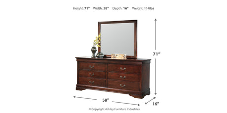 Alisdair Full Sleigh Bed with Mirrored Dresser, Chest and 2 Nightstands in Reddish Brown from Ashley Furniture - Luna Furniture