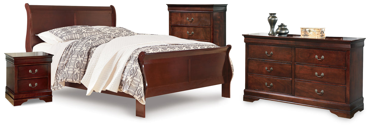 Alisdair Brown Queen Sleigh Bed, Dresser, Chest and Nightstand from Ashley - Luna Furniture