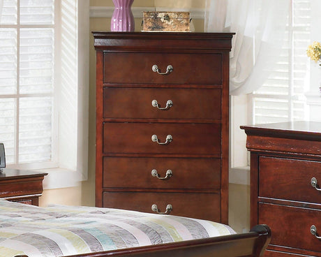 Alisdair Reddish Brown Twin Sleigh Bed, Dresser, Mirror, Chest and Nightstand from Ashley Furniture - Luna Furniture