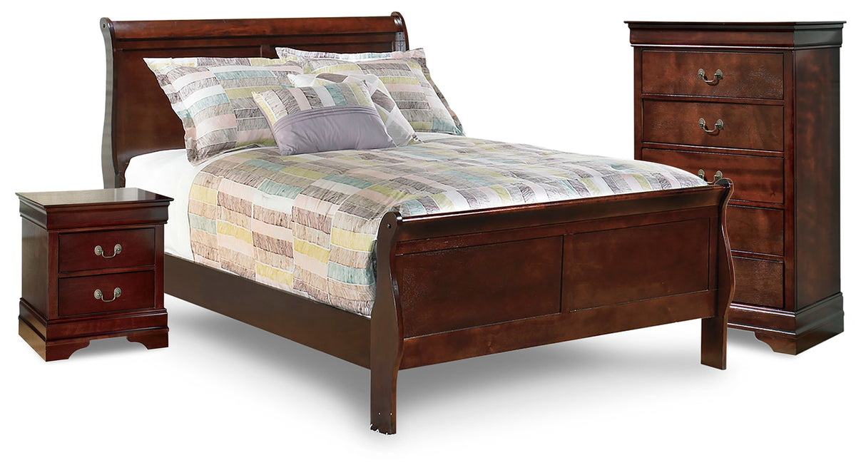 Alisdair Reddish Brown Full Sleigh Bed, Chest and Nightstand from Ashley Furniture - Luna Furniture