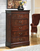 Alisdair Reddish Brown Full Sleigh Bed, Dresser, Mirror, Chest and Nightstand from Ashley Furniture - Luna Furniture