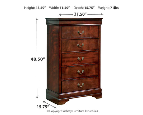 Alisdair Reddish Brown Queen Sleigh Bed, Dresser, Mirror, Chest and Nightstand from Ashley Furniture - Luna Furniture