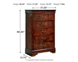 Alisdair Reddish Brown Full Sleigh Bed, Dresser, Mirror, Chest and Nightstand from Ashley Furniture - Luna Furniture