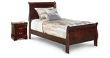 Alisdair Reddish Twin Sleigh Bed and Nightstand from Ashley - Luna Furniture