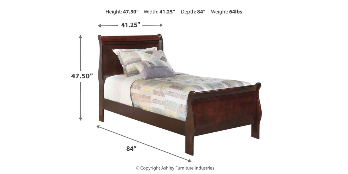 Alisdair Twin Sleigh Bed with Dresser in Reddish Brown from Ashley Furniture - Luna Furniture