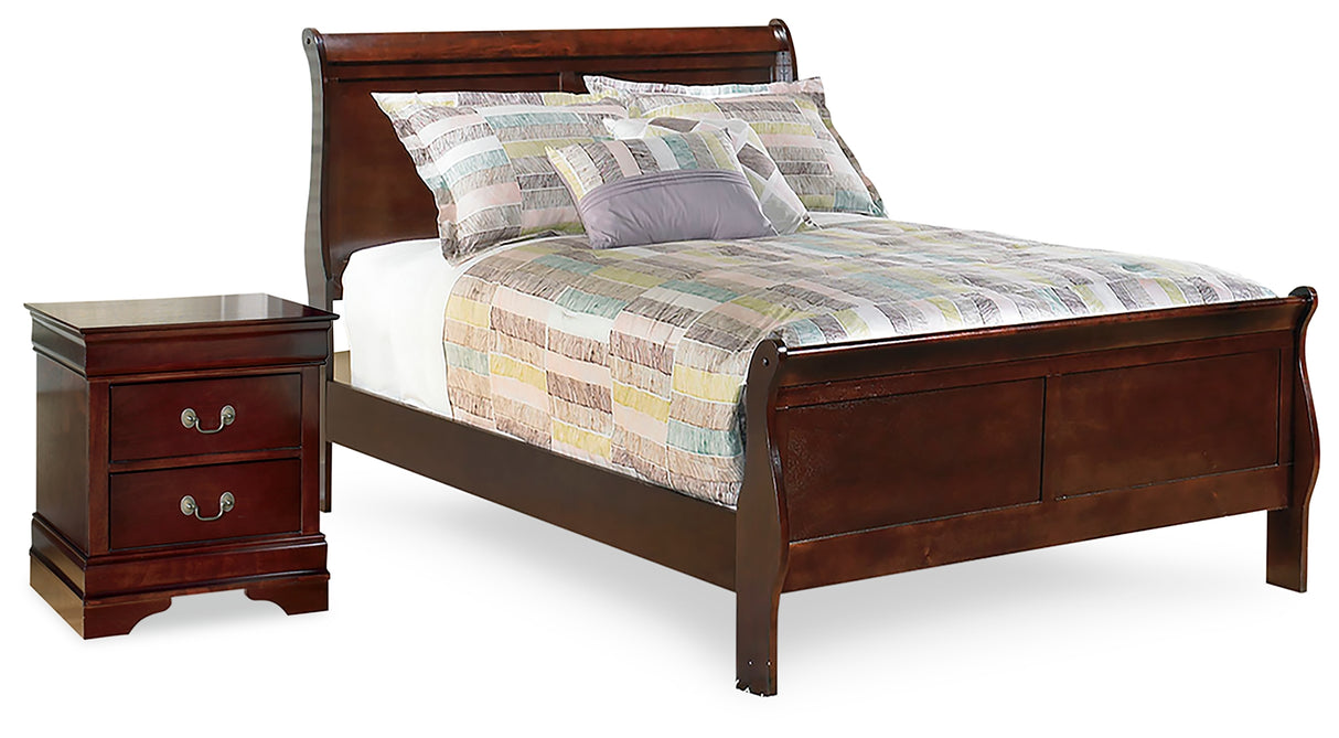 Alisdair Reddish Brown Full Sleigh Bed and Nightstand from Ashley - Luna Furniture