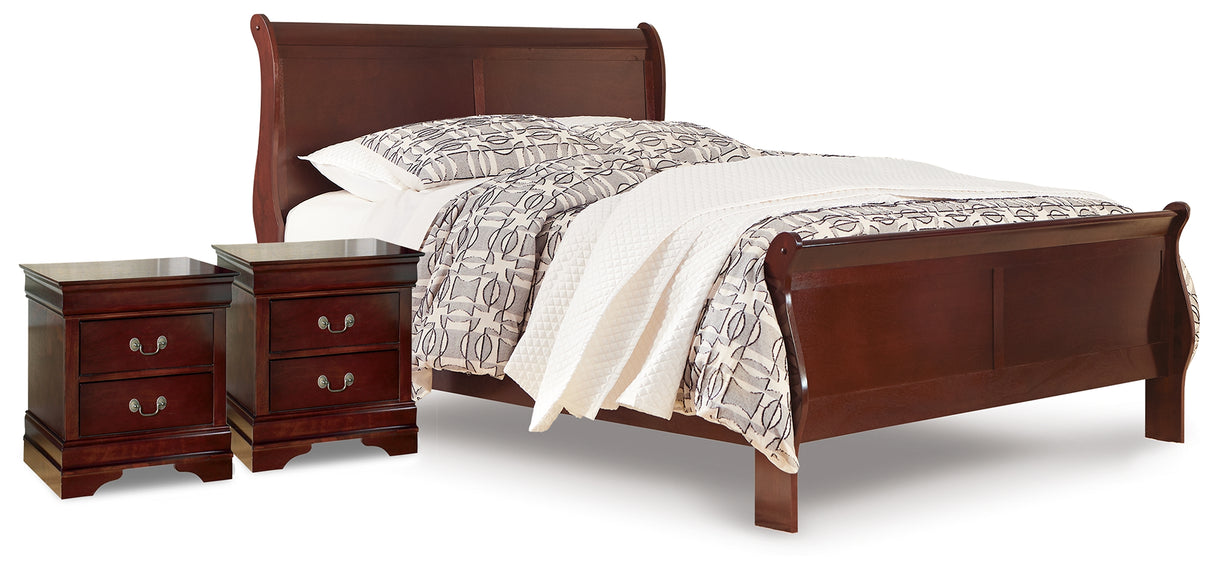Alisdair Queen Sleigh Bed with 2 Nightstands in Reddish Brown from Ashley - Luna Furniture
