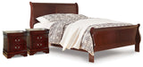Alisdair Queen Sleigh Bed with 2 Nightstands in Reddish Brown from Ashley - Luna Furniture