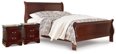 Alisdair Queen Sleigh Bed with 2 Nightstands in Reddish Brown from Ashley - Luna Furniture