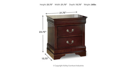Alisdair Queen Sleigh Bed with Mirrored Dresser, Chest and 2 Nightstands in Reddish Brown from Ashley Furniture - Luna Furniture