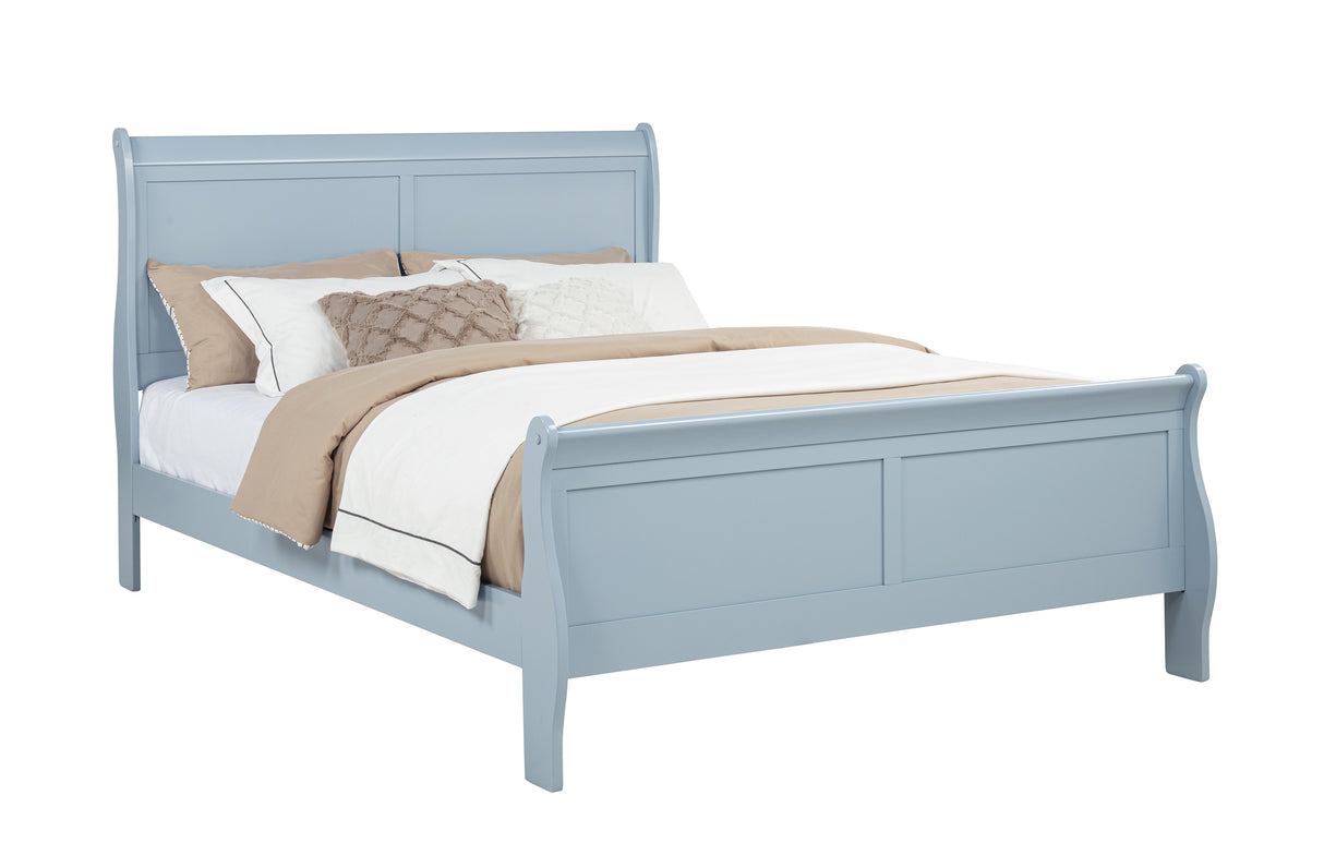 Louis Philip Blue Queen Sleigh Bed from Crown Mark - Luna Furniture