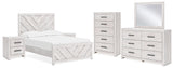Cayboni Whitewash Full Panel Bed, Dresser, Mirror, Chest and 2 Nightstands from Ashley Furniture - Luna Furniture