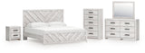 Cayboni Whitewash King Panel Bed, Dresser, Mirror, Chest and Nightstand from Ashley Furniture - Luna Furniture