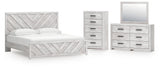 Cayboni Whitewash King Panel Bed, Dresser, Mirror and Chest from Ashley Furniture - Luna Furniture
