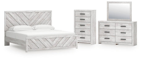 Cayboni Whitewash King Panel Bed, Dresser, Mirror and Chest from Ashley Furniture - Luna Furniture