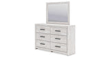 Cayboni King Panel Bed with Mirrored Dresser and 2 Nightstands in Whitewash from Ashley Furniture - Luna Furniture