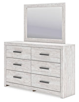 Cayboni Full Panel Bed with Mirrored Dresser in Whitewash from Ashley Furniture - Luna Furniture