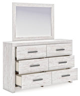 Cayboni Queen Panel Bed with Mirrored Dresser in Whitewash from Ashley Furniture - Luna Furniture