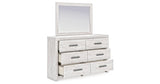 Cayboni Twin Panel Bed with Mirrored Dresser and Chest in Whitewash from Ashley Furniture - Luna Furniture