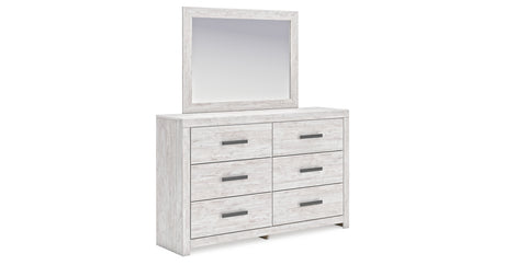 Cayboni Full Panel Bed with Mirrored Dresser and 2 Nightstands in Whitewash from Ashley Furniture - Luna Furniture