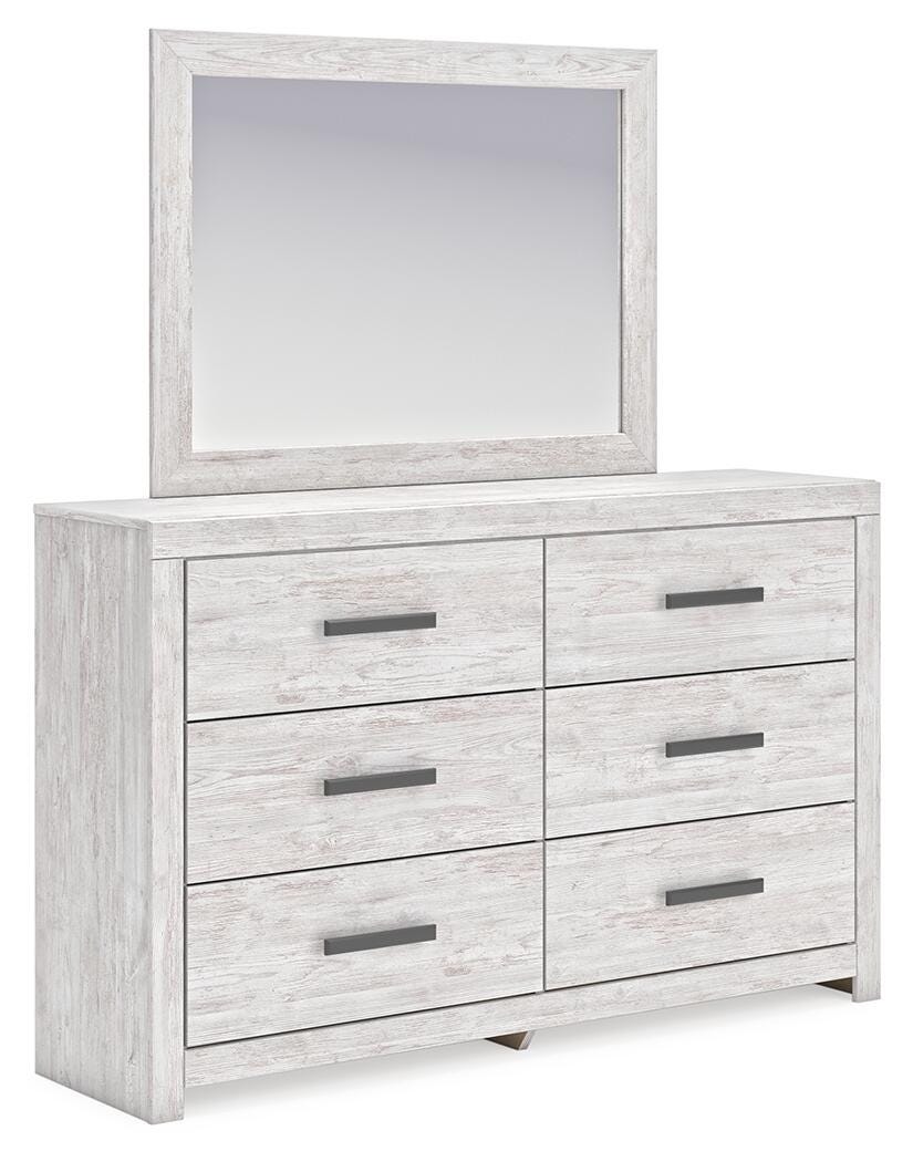 Cayboni Whitewash King Panel Bed, Dresser, Mirror and Chest from Ashley Furniture - Luna Furniture