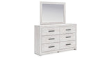 Cayboni Twin Panel Bed with Mirrored Dresser and 2 Nightstands in Whitewash from Ashley Furniture - Luna Furniture