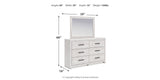 Cayboni Queen Panel Bed with Mirrored Dresser and Chest in Whitewash from Ashley Furniture - Luna Furniture